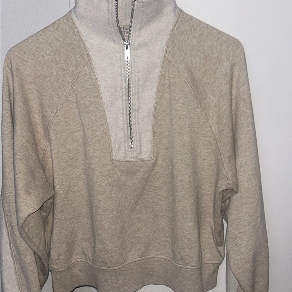 Beige Quarter-Zip Pullover